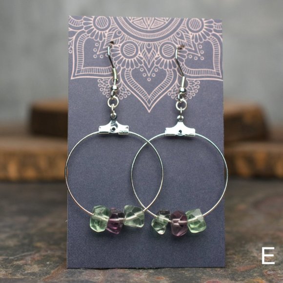 Fluorite Faceted Rondelle Hoop Earrings - Choose the pair you want - Picture 6 of 6